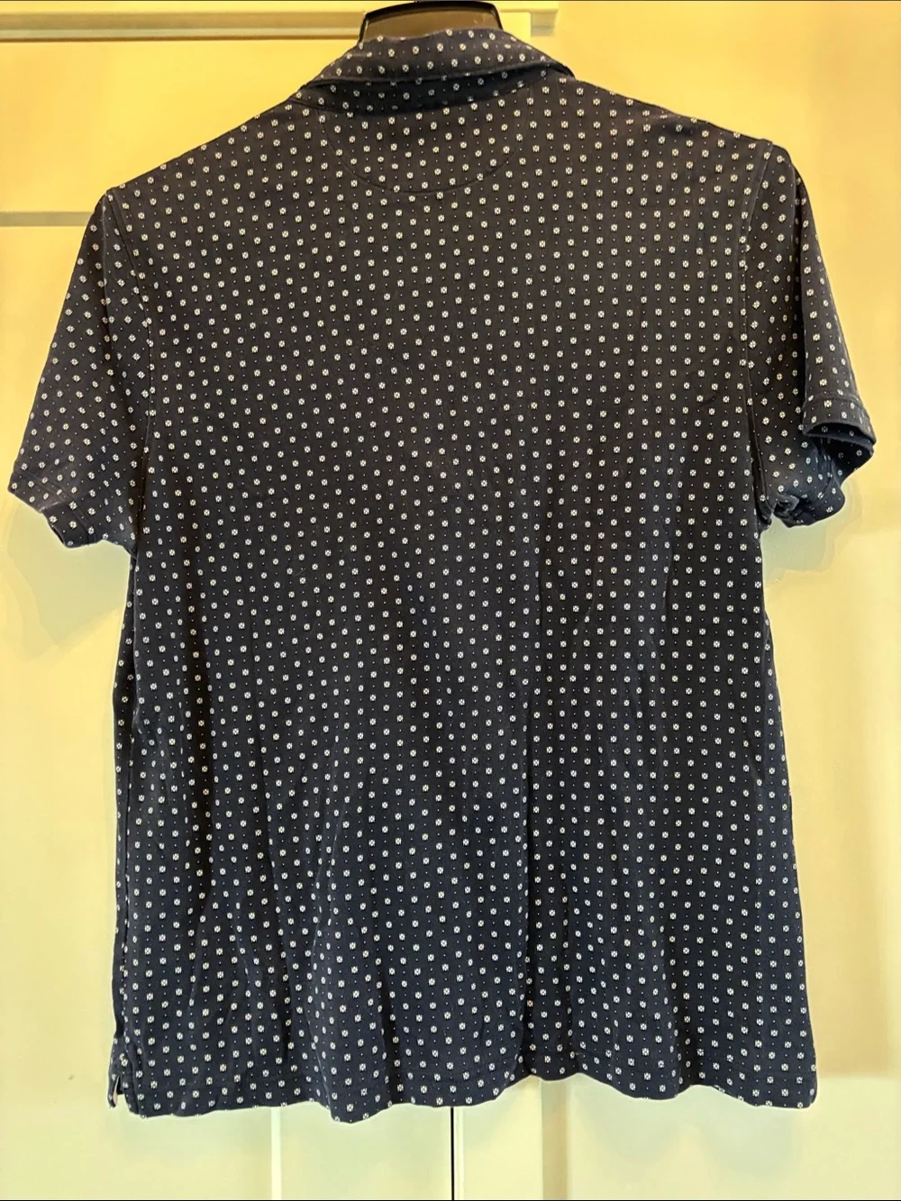 Banana Republic Navy Polo with White Microdot Pattern